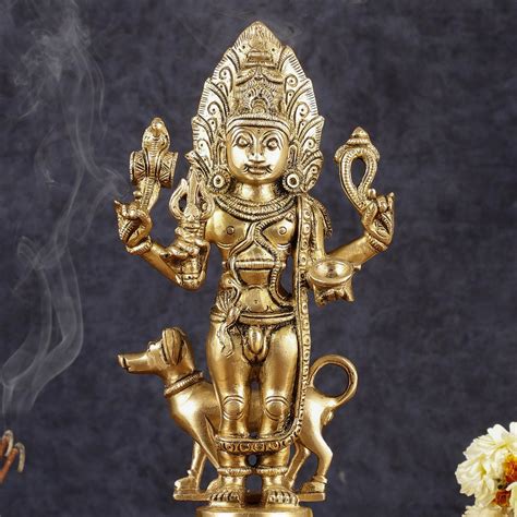 Brass Superfine Kaal Bhairav Bhairo Baba Idol with Dog - 12" – Budhshiv.com