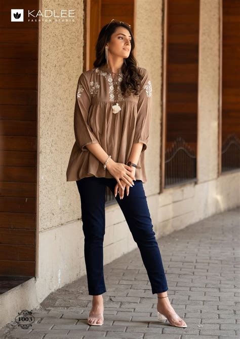 Kadlee Crystal Rayon Wrinkle Thread Work Tops Collection