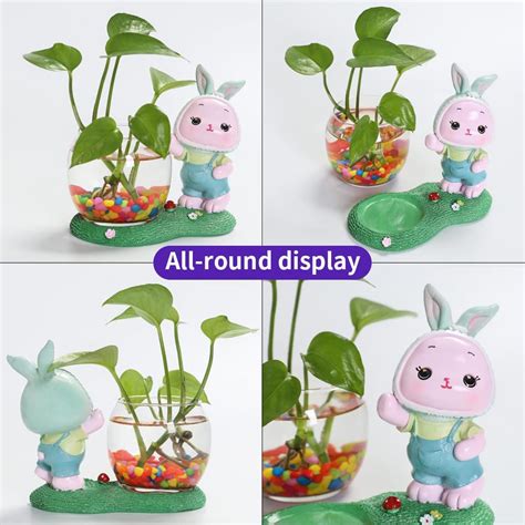 Buy Yhwocd Desktop Glass Planter Hydroponics Vase,Rabbit Shaped ...