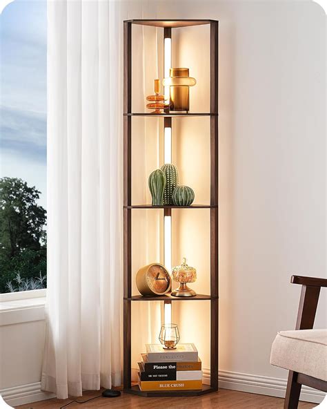 EDISHINE Dimmable LED Floor Lamp with Shelves, Corner Floor Lamps for ...