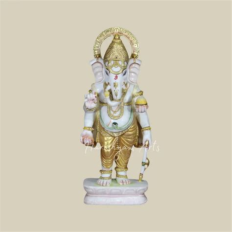 30" Standing Lord Ganesha Statue in Vietnam Marble