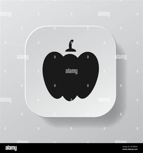 White square button with paprika outline icon, black bell pepper on the ...