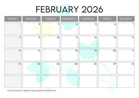 February 2026 Calendar with US Holidays - Printable PDF's