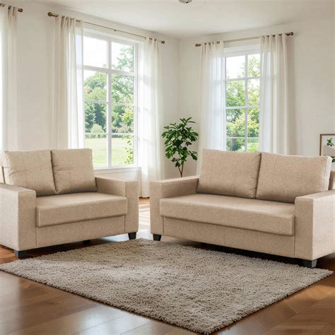 Buy Helios Mendoza Fabric 3+2 Seater Sofa Set - Beige from Helios by ...