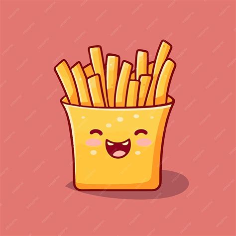 Premium Vector | A cartoon illustration of a cute french fries with a ...