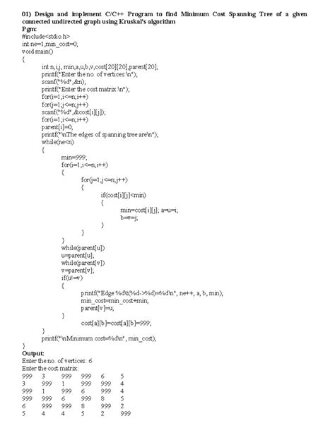 Design algorithms - Design and implement C/C++ Program to find Minimum ...