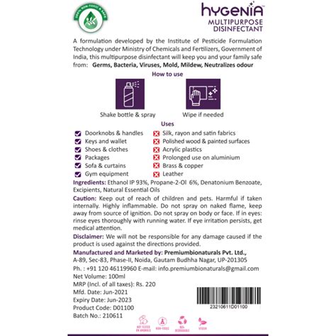 Hygenia Multipurpose Disinfectant - Lavender & Lemongrass 500ml ...
