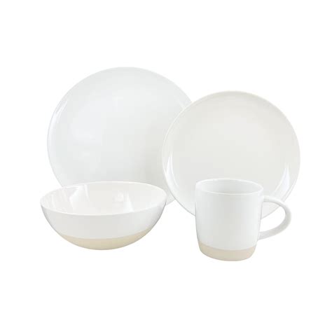 canvas home Shell Bisque White Porcelain 4 Piece Dinnerware Set Service ...