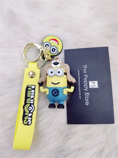 Minion Silicon Keychain with Bagcharm and Strap (Cosplay animal versio ...