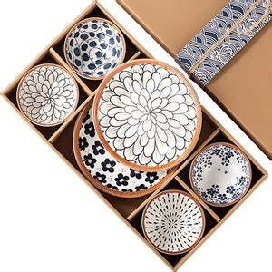 YOMITH Pack of 6 Ceramic Ceramic Bowl & Plate Set Hand-Painted ...