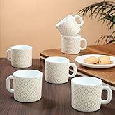Larah by BOROSIL Grey Pixel Opalware Mug | Set of 6 Tea/Coffee Mugs ...