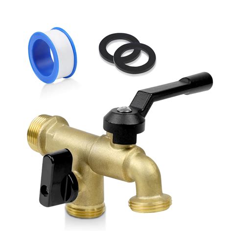 Amazon.com: Outdoor Garden Water Faucet with Double Outlet, Outside ...