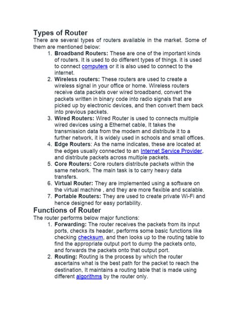 Types of Router | PDF | Router (Computing) | Computer Network