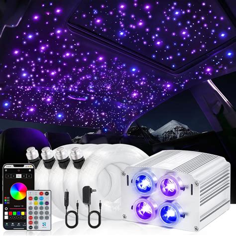4 Colors 32W Twinkle Car Starlight Headliner Kit 600pcs*0.03in*13.1ft ...
