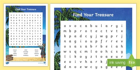 Find Your Treasure Word Search (teacher made) - Twinkl