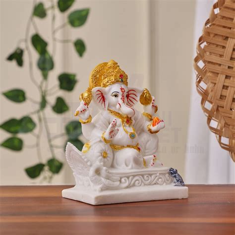 Buy APNIMARKET Marble Dust Ganesha Idol Vinayaka Statue Ganpati ...