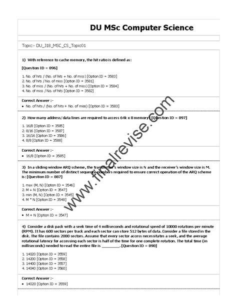 DU MSc Computer Science with answer 2018 - 1) 2) 3) 4) DU MSc Computer ...