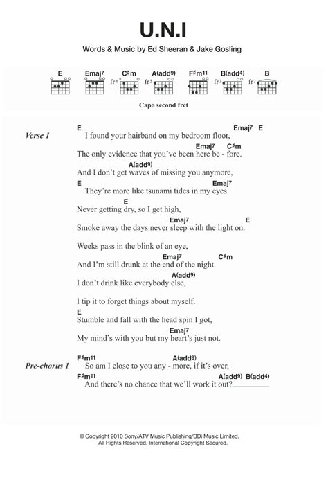 U.N.I by Ed Sheeran - Guitar Chords/Lyrics - Guitar Instructor