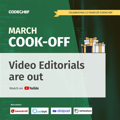 Image result for CodeChef Contest 128 Editorials