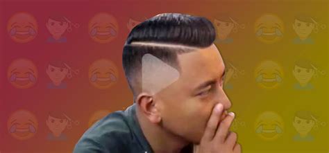 Barber Shaves Play Button On Mans Head After Seeing A Paused Video