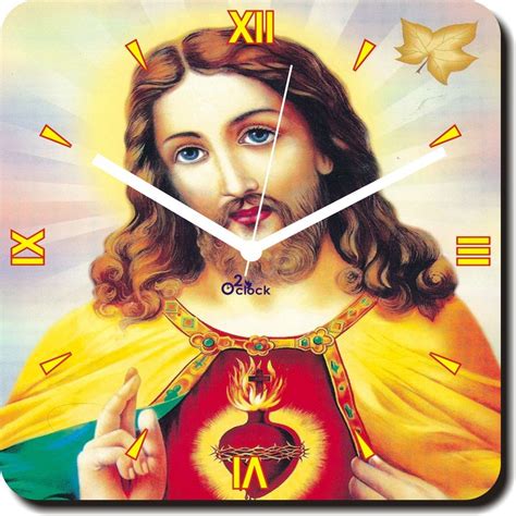 Buy 2 O Clock Wood Jesus Christ Printed Wood Wall Clock (Multicolour ...