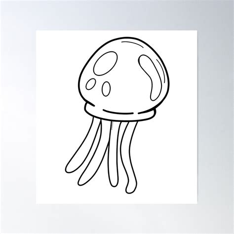 "Kawaii jellyfish from SpongeBob SquarePants (black and white)" Poster ...