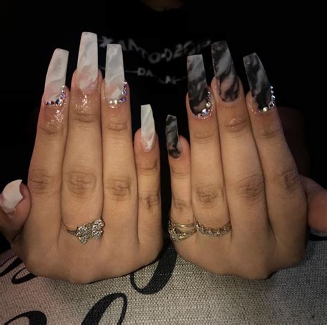 black marble acrylic nails