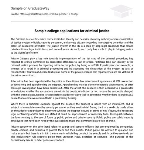 ⇉Sample college applications for criminal justice Essay Example | GraduateWay