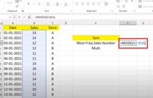 Mode.sing Function in Excel 的图像结果