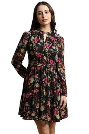 Buy Allen Solly Women's Polyester A-Line Knee-Length Dress ...