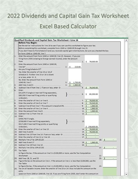 Easy Calculator for 2022 Qualified Dividends and Capital Gain Tax ...