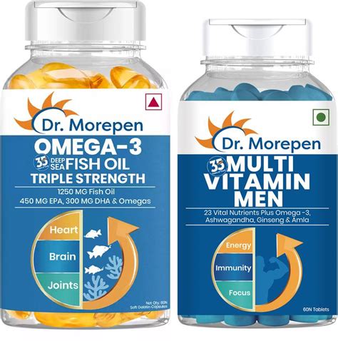 Dr. Morepen Multivitamin Men And Omega 3 Triple Strength For Heart ...