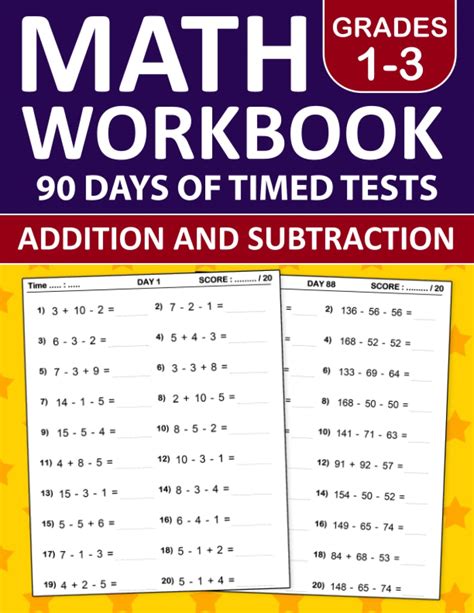 Buy Math Workbook Addition and Subtraction For Grades 1-3 | 90 Days of ...