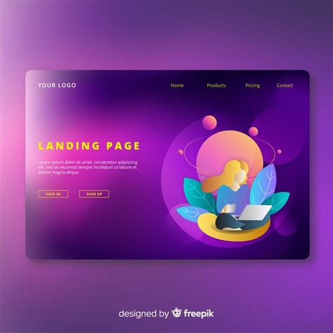 Colorful gradient anding page | Free Vector