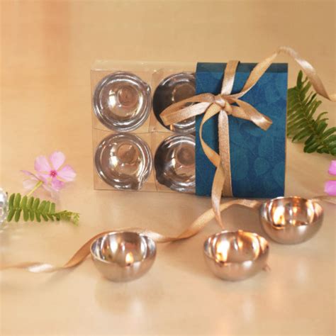 Stainless steel diyas - set of 4