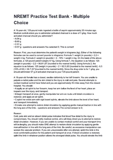 NREMT Practice Test Bank (Latest 2024 / 2025 Update) Questions with ...