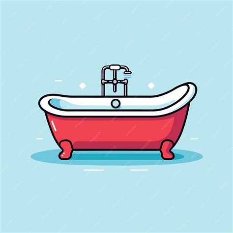 Premium Vector | A red bathtub with a handle on the bottom.