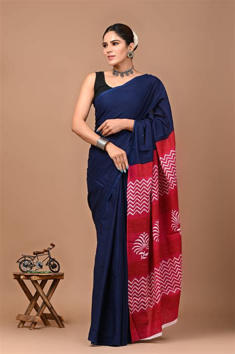 Printed Pure Cotton Mulmul Saree With Blouse – Jaipuria Apparels