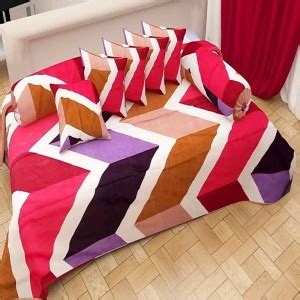 SHREE KRISHNA HANDLOOM Polycotton Geometric Diwan Set - Buy SHREE ...