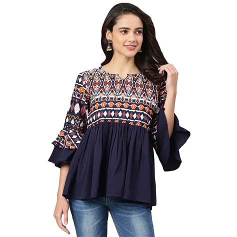 Azira Blue Printed Peplum Top : Amazon.in: Clothing & Accessories