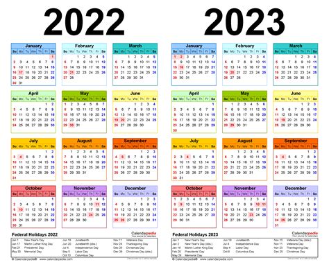 2022 2023 Two Year Calendar Free Printable Word Templates Pertaining ...