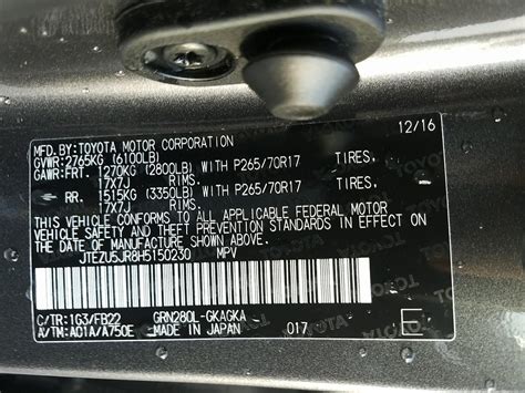 Image result for Toyota VIN Decoder