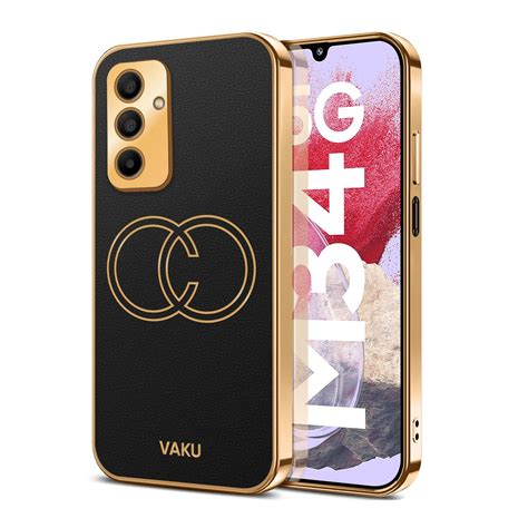 Vaku ® Samsung Galaxy M34 5G Skylar Leather Pattern Gold Electroplated ...