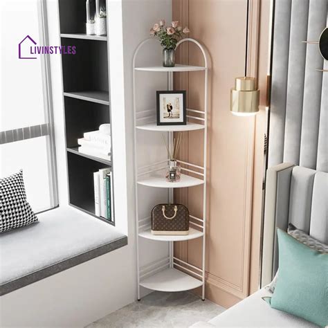 Yulia Stainless Steel Frame Storage Shelves | Corner Shelves – LivIn Styles