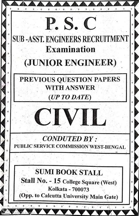 West Bengal P.S.C Junior Engineer (CIVIL) Previous Year Question Papers ...