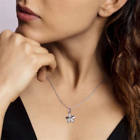 GIVA 925 Sterling Silver Zircon Flower Pendant with Chain | Necklace to ...