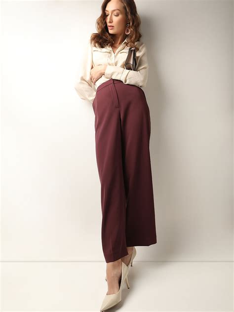 Maroon High Rise Pants