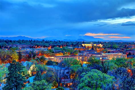 Santa Fe, New Mexico Skyline by Overhead Aerial Drone Stock Video ...