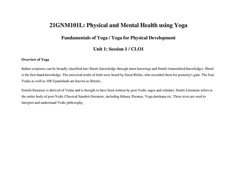 Combined Unit 1 - Unit-1 - 21GNM101L: Physical and Mental Health using ...