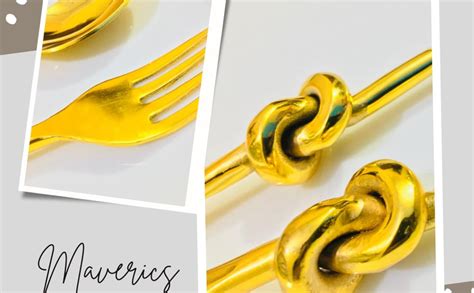 Buy Maverics Stainless Steel Spoon and Fork Knot Design Golden Set for ...